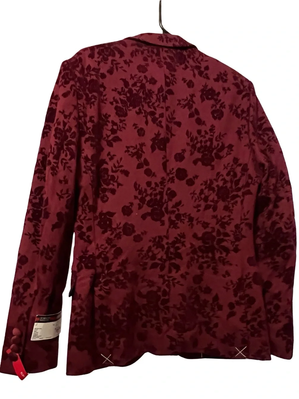NWT Ferrari Slim Fit Evening Edition Floral Blazer 38H Burgundy Formal Jacket